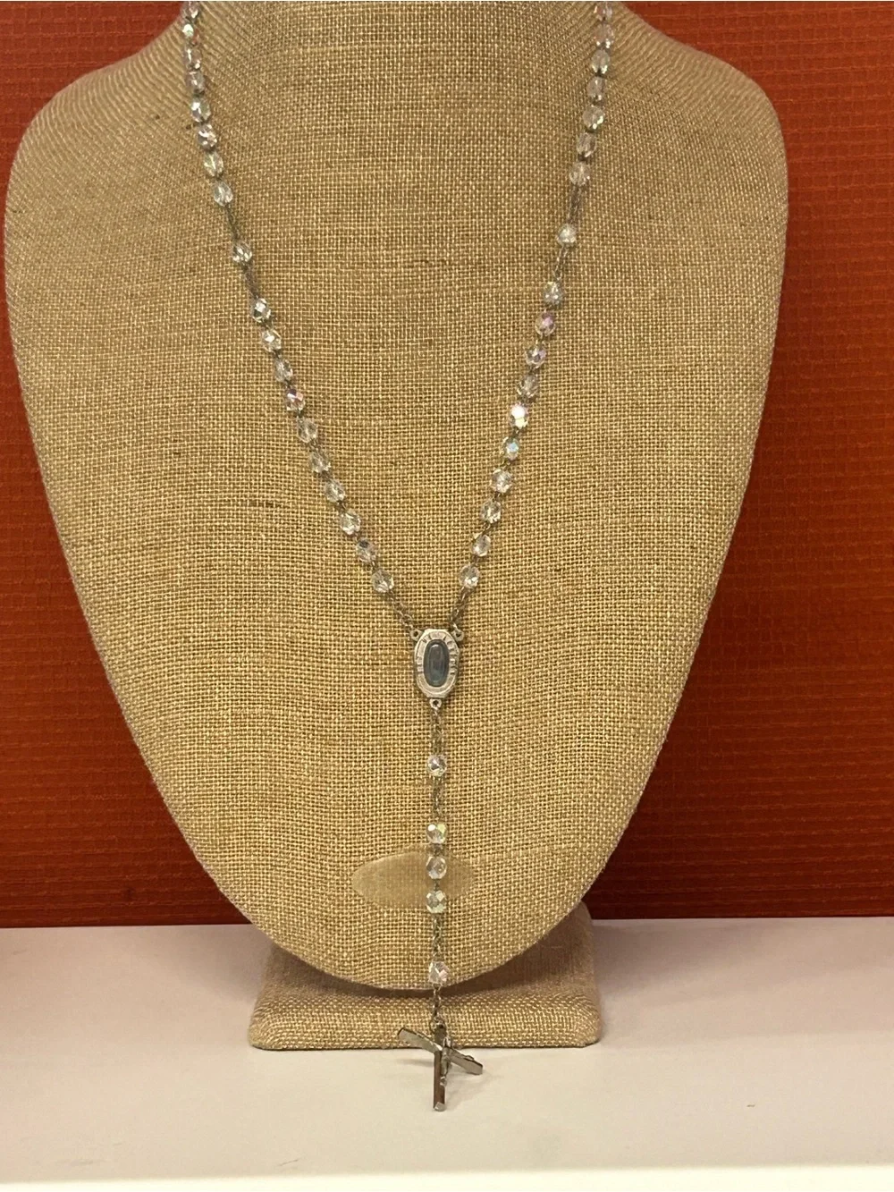 Beautiful vintage Eau de Lourdes AB glass crystal Rosary